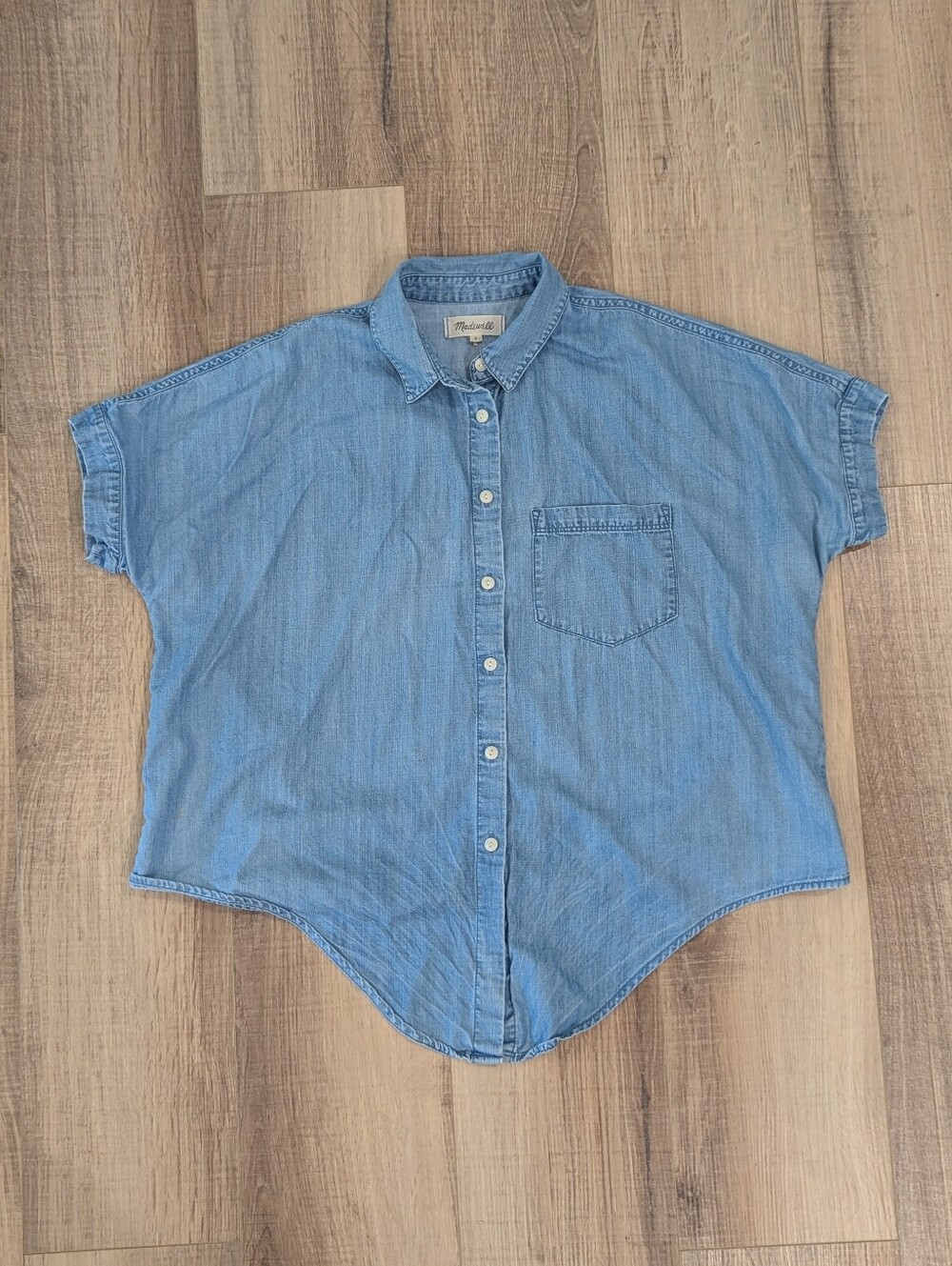 Madewell Chambray Denim Button Front Shirt Womens Small Oversized Blue Top